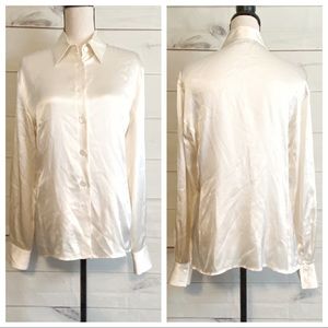 Gucci Silk Ivory Button Down Dress Up Blouse